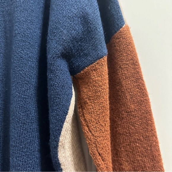 Time and Tru Color Block Crewneck Sweater Women’s Size XXXL Tan Blue Winter - Picture 14 of 16
